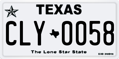 TX license plate CLY0058
