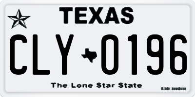 TX license plate CLY0196