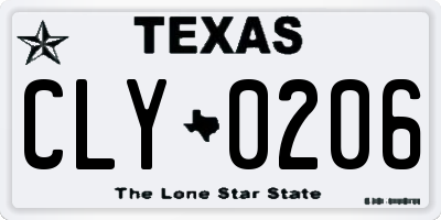 TX license plate CLY0206