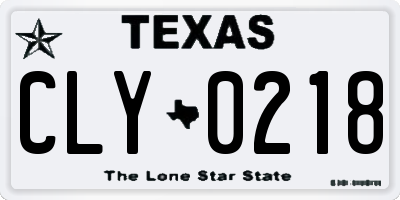 TX license plate CLY0218