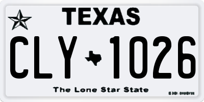 TX license plate CLY1026