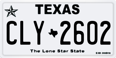 TX license plate CLY2602