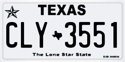TX license plate CLY3551