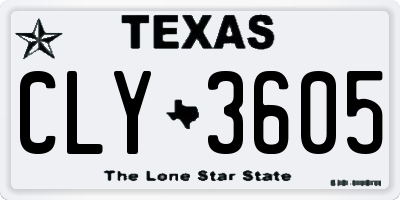TX license plate CLY3605