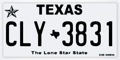 TX license plate CLY3831