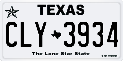 TX license plate CLY3934