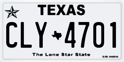 TX license plate CLY4701