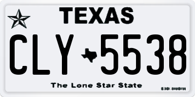 TX license plate CLY5538
