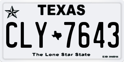 TX license plate CLY7643