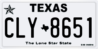 TX license plate CLY8651