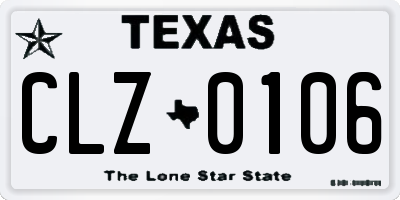 TX license plate CLZ0106