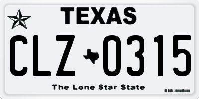 TX license plate CLZ0315