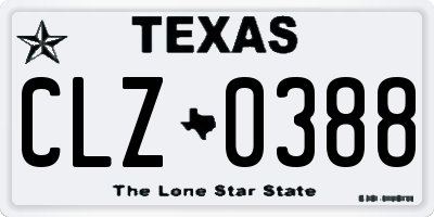 TX license plate CLZ0388