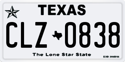 TX license plate CLZ0838