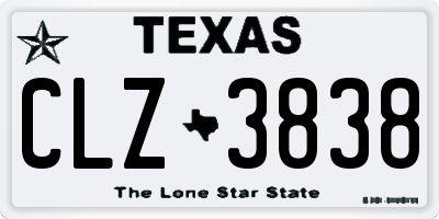 TX license plate CLZ3838