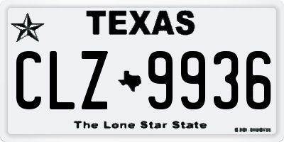 TX license plate CLZ9936