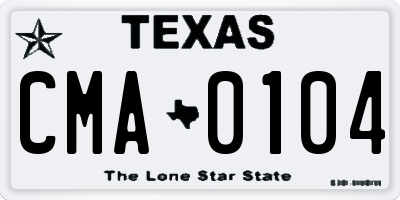 TX license plate CMA0104