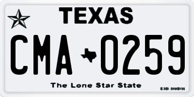 TX license plate CMA0259