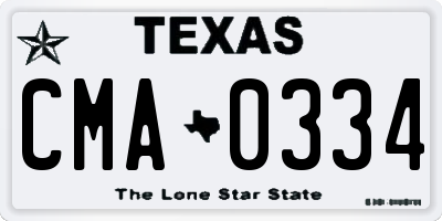 TX license plate CMA0334