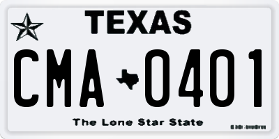 TX license plate CMA0401
