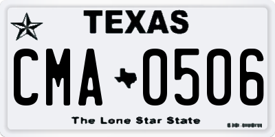 TX license plate CMA0506