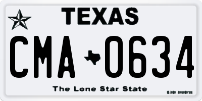 TX license plate CMA0634