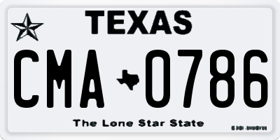 TX license plate CMA0786