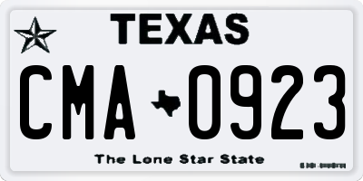 TX license plate CMA0923