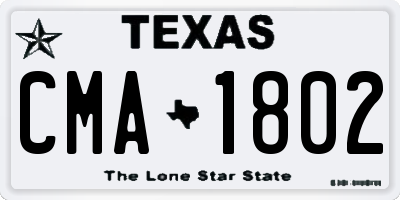 TX license plate CMA1802