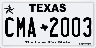 TX license plate CMA2003