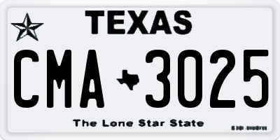 TX license plate CMA3025