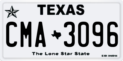 TX license plate CMA3096