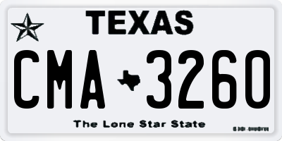 TX license plate CMA3260