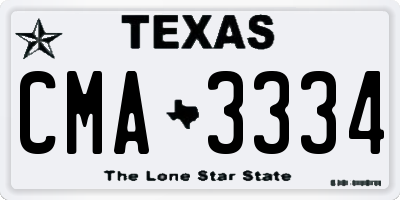 TX license plate CMA3334