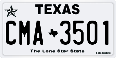 TX license plate CMA3501