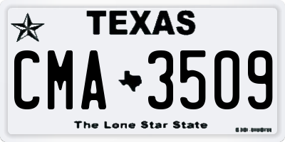 TX license plate CMA3509