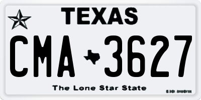TX license plate CMA3627