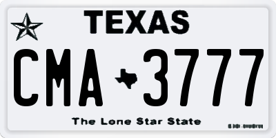 TX license plate CMA3777