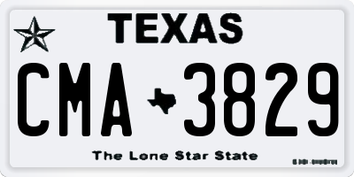 TX license plate CMA3829