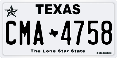 TX license plate CMA4758