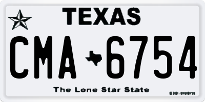 TX license plate CMA6754