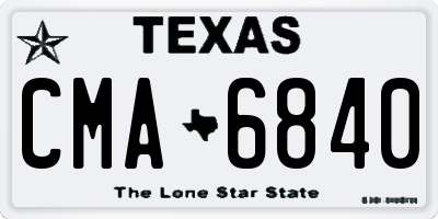 TX license plate CMA6840