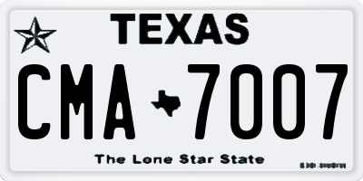 TX license plate CMA7007