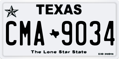 TX license plate CMA9034