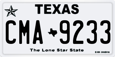 TX license plate CMA9233