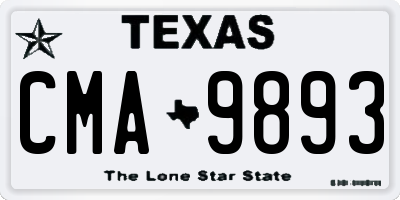 TX license plate CMA9893