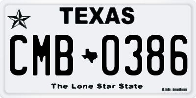 TX license plate CMB0386