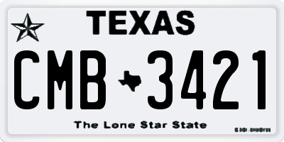 TX license plate CMB3421