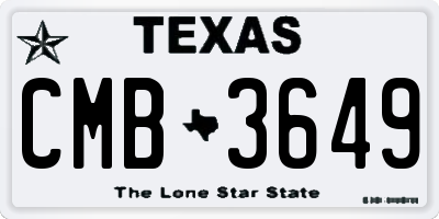 TX license plate CMB3649