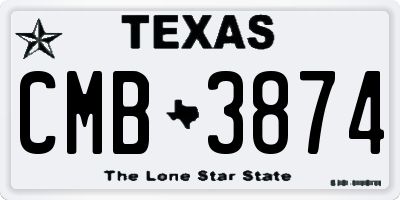 TX license plate CMB3874